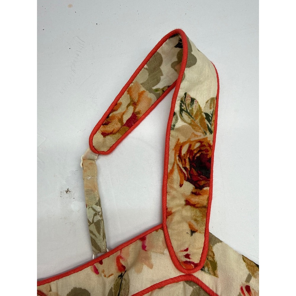New Directions Floral Sun Dress Ivory Peach Ruffle Button Smocked Back Size 4 - Picture 8 of 14